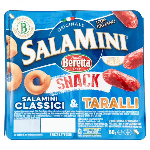 Bacanie - Gustare Mini Salami, no frigo si taralli, Beretta, 100 g