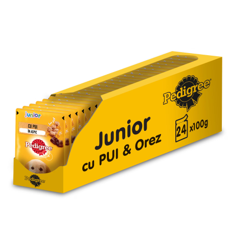 Noutati! - Hrana umeda pentru caini Pedigree Junior, Pui, 24x100g