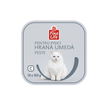 Petshop - Hrana umeda cu Peste pentru Pisici adulte, Fine Life, 10 x 100 g