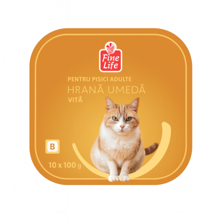 Hrana pentru pisici - Hrana umeda cu Vita pentru Pisici adulte, Fine Life, 10 x 100 g