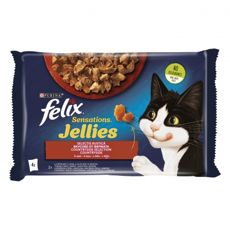 Hrana umeda pentru pisici Felix Sensations Vita cu Rosii, Pui cu Morcov in Aspic, 4 x 85g [0]