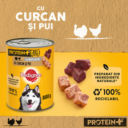 Hrana umeda pentru caini Pedigree Adult, Pui si Curcan, in Aspic 800 g [2]