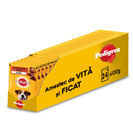 Petshop - Hrana umeda pentru caini Pedigree Adult, Vita, 24x100g