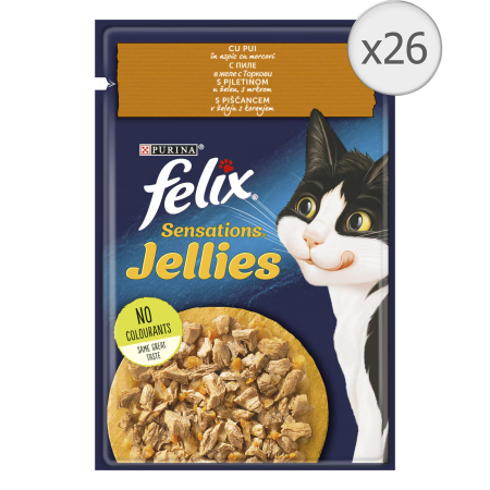 Noutati! - Hrana umeda pentru pisici Felix Sensation cu pui, 26x85g