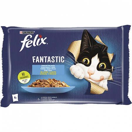 Hrana umeda Felix Fantastic, Multipack, Somon in Aspic, 4x85 g [0]