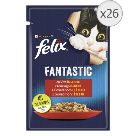 Noutati! - Hrana umeda pentru pisici Felix Fantastic Vita in Aspic, 26 x 85 g