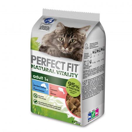 Hrana umeda pentru pisici Perfect Fit Natural Vitality, Peste oceanic si somon, 6x50g [1]