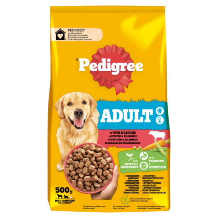 Noutati! - Hrana uscata pentru caini Pedigree Adult cu vita si legume 500 g