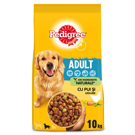 Hrana uscata pentru caini Pedigree Adult, Pui si Legume, 10 Kg [0]