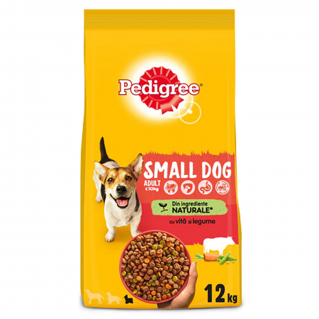 Hrana pentru caini - Hrana uscata pentru caini Pedigree Adult, Talie Mica, Vita si Legume, 12Kg