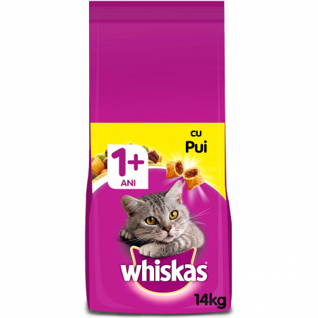 Petshop - Hrana uscata pentru pisici Whiskas, Pui si Ficat, 14Kg