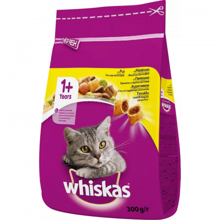 Hrana pentru pisici - Hrana uscata pentru pisici Whiskas, Pui & Ficat, 300g
