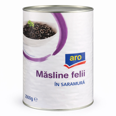 Produse Horeca - Masline Negre, Felii, Calibru 180-280, Aro, 2 Kg
