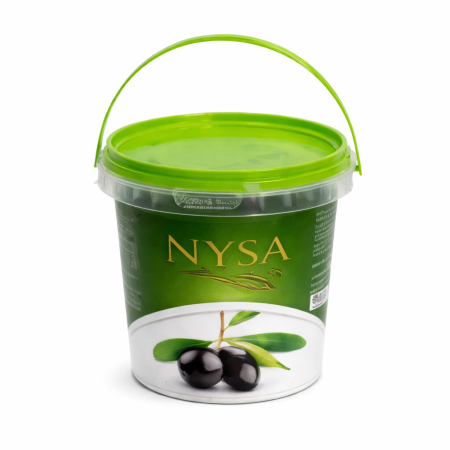 Produse Horeca - Masline Negre, Naturale, cu Samburi, Calibrul 280 - 320, Nysa, 350 g