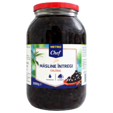 Produse Horeca - Masline Negre, Colossal, Calibru 121-140, Metro Chef, 1.8 Kg