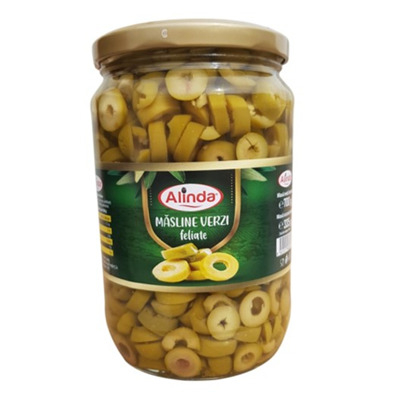 Conserve - Masline Verzi Feliate, Alinda, 335 g-Vivomarket.ro