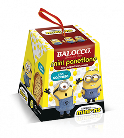 Mini Panettone Minions cu bucati de ciocolata, cu surpriza, Balocco, 100 g [0]