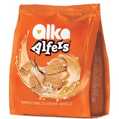 Dulciuri - Napolitane cu Crema Vanilie, Alfers, 180 g