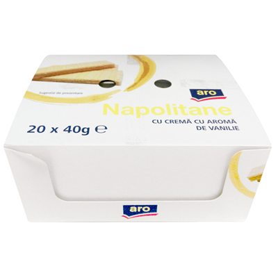 Dulciuri - Napolitane Vanilie, 20 buc. x 40 g , Aro , 800g