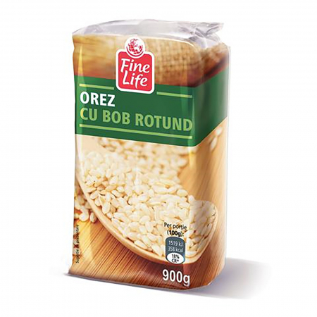 Alimente de baza - Orez cu bob rotund Fine Life, 900 g