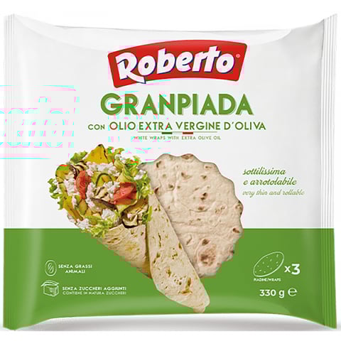 Bacanie - Pachet 2 x Piadina cu cu ulei de masline extra virgin, Granpiada, Roberto, 330 g