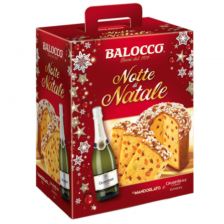 Pachet cadou Panettone + Spumant, Notte di Natale, Balocco, 750 g + 0.75 L [0]