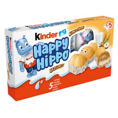 Dulciuri - Pachet napolitana cu lapte si crema de alune, Kinder Happy Hippo, 5 bucati, 103.5 g-Vivomarket.ro