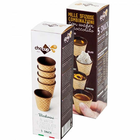 Dulciuri - Pahare comestibile Chocup mini, Napolitana si Ciocolata, 5 BUC - Capsuleria