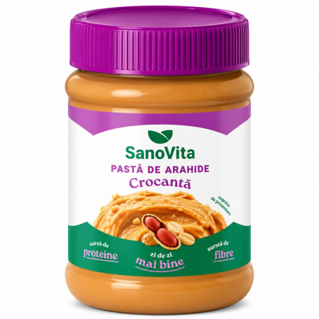 Dulceata, Miere & Crema tartinabila - Pasta de Arahide Crocanta, SanoVita, 375 g-Vivomarket.ro