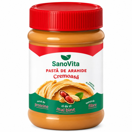 Dulceata, Miere & Crema tartinabila - Pasta de Arahide Cremoasa, SanoVita, 375 g-Vivomarket.ro