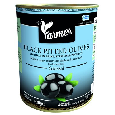 Conserve - Masline Negre Colossal fara Samburi, Oxidate, in Saramura, Farmer, 820 g-Vivomarket.ro