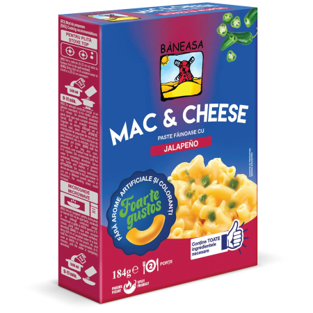 Paste fainoase - Paste Fainoase Mac & Cheese cu Jalapeno, Baneasa, 184 g-Vivomarket.ro