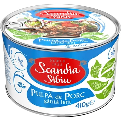 Bacanie - Pulpa de Porc gatita lent, Scandia Sibiu, 410 g-Vivomarket.ro