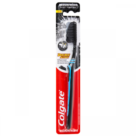 Periuta de dinti Colgate Double Action Charcoal, Medie, Negru/Albastru [0]