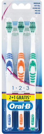 Periuta de dinti Oral-B 1-2-3 Classic Care, Medie, 2+1 [0]