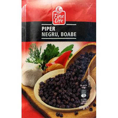 Produse Horeca - Piper Negru Boabe, 5 x 17 g, Fine Life