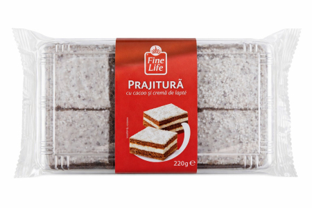 Dulciuri - Prajitura cu Cacao si Crema de Lapte, Fine Life, 220 g
