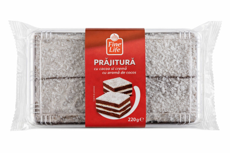 Dulciuri - Prajitura cu Cacao si Crema de Cocos, Fine Life, 220 g
