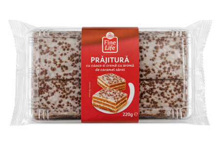 Dulciuri - Prajitura cu Cacao si Crema de Caramel Sarat, Fine Life, 220 g