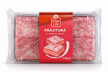 Dulciuri - Prajitura cu Crema de Zmeura, Fine Life, 220 g