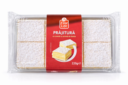 Dulciuri - Prajitura cu Crema cu Aroma de Lamaie, Fine Life, 220 g