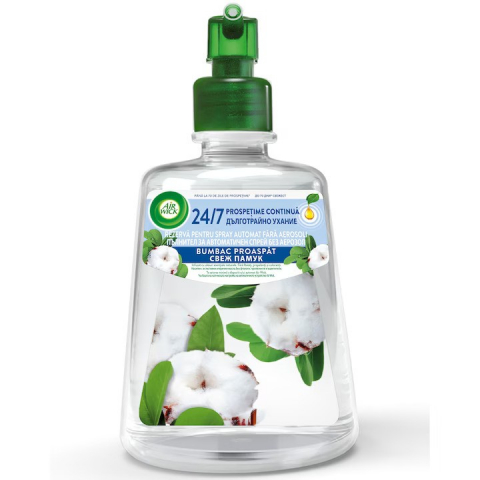 Curatenie & Intretinere - Rezerva odorizant de camera spray automat fara aerosoli Air Wick, Bumbac Proaspat, 228ml