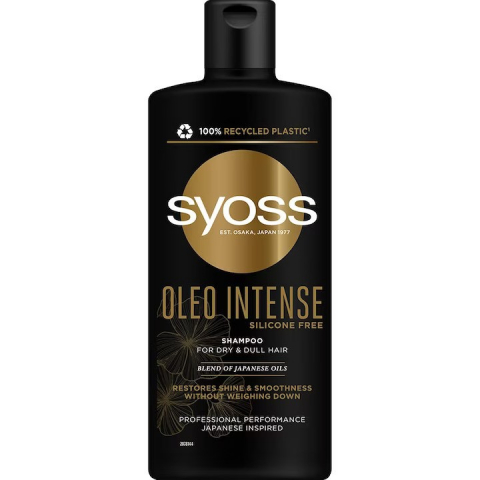 Sampon de par - Sampon Syoss Oleo Intense, cu amestec de uleiuri japoneze pentru par tern si uscat, formula vegana, 440 ml