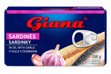 Bacanie - Sardine in Ulei Vegetal cu Usturoi, Giana, 125 g-Vivomarket.ro