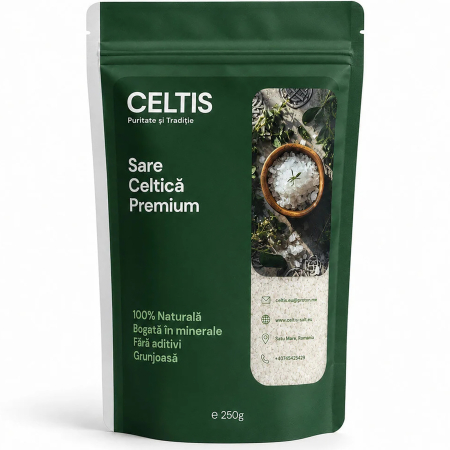 Alimente de baza - Sare Celtica Premium Grunjoasa Celtis, 100% Naturala, Fara Aditivi, 250 g