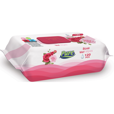 Servetele umede bebelusi - Servetele Umede cu parfum Trandafiri, 120 bucati, Pure Premium