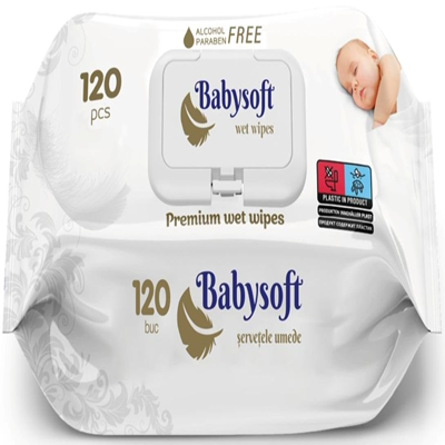 Servetele umede bebelusi - Servetele Umede Copii, 120 buc., Babysoft Premium