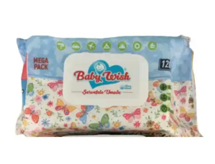 Servetele umede bebelusi - Servetele Umede Copii, 120 bucati, Baby Wish