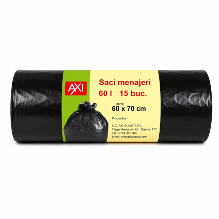 Saci menajeri - Set 15 saci menajeri negri, 70 x 60 cm, Axi, 60 L-Vivomarket.ro