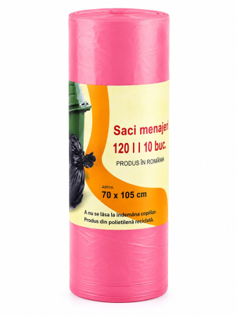 Saci menajeri - Set 10 saci menajeri roz, 70 x 105 cm, Axi, 120 L-Vivomarket.ro
